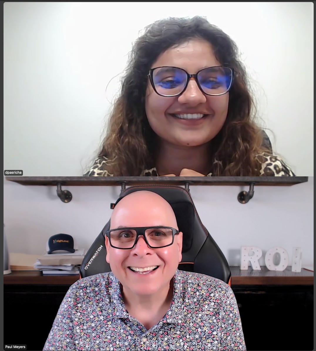 Paul Meyers and Diksha Pasricha at a 52 Coffees meeting