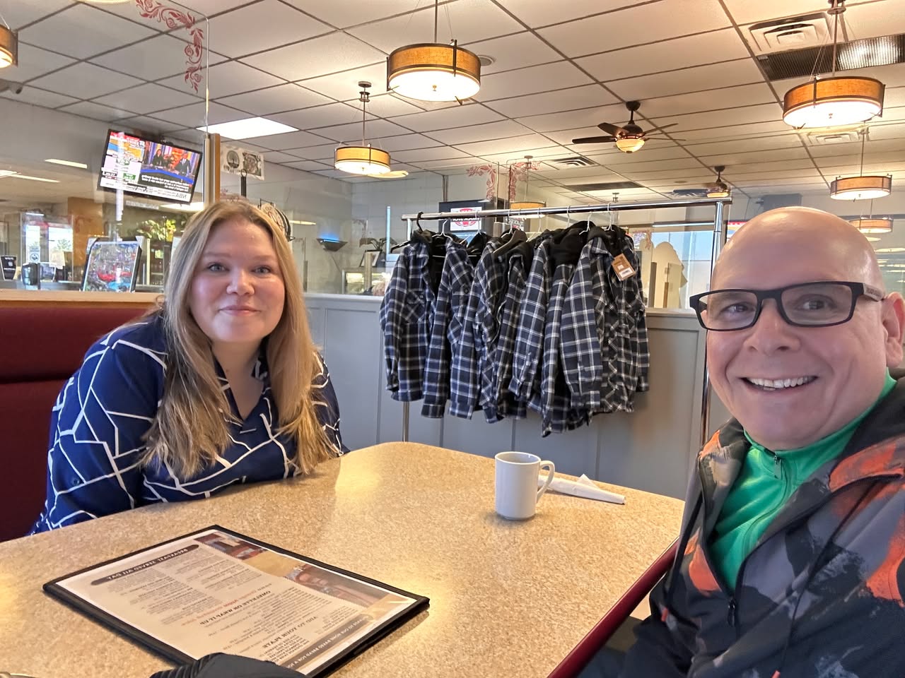 Paul Meyers and Sarah McGowan at a 52 Coffees meeting