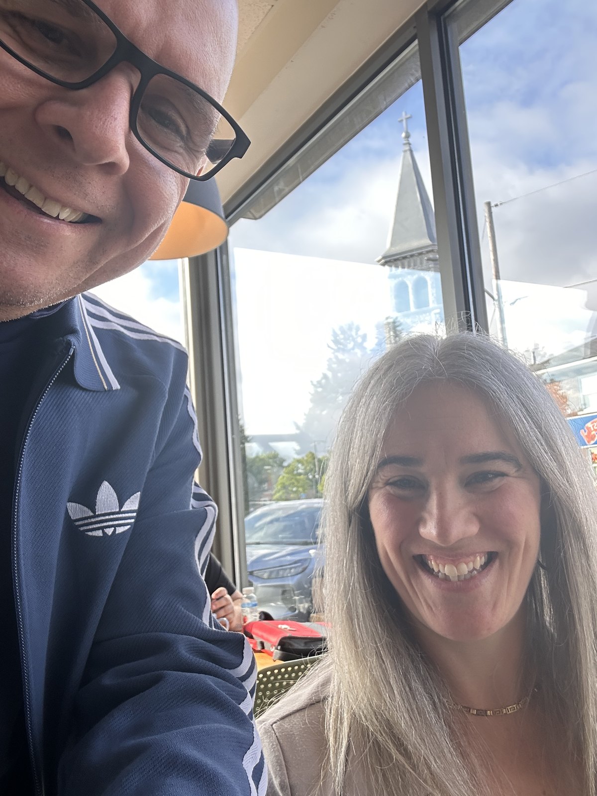 Paul Meyers and Julie Rioux at a FiftyTwoCoffees meeting